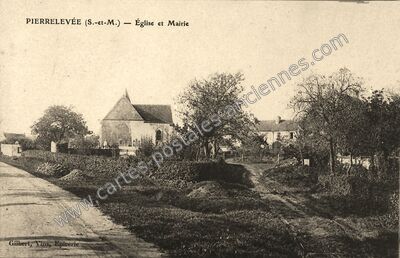 Carte postale ancienne Église et Mairie — Pierre-Levée (Seine-et-Marne)