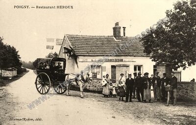 Carte postale ancienne Restaurant HEROUX — Poigny (Seine-et-Marne)