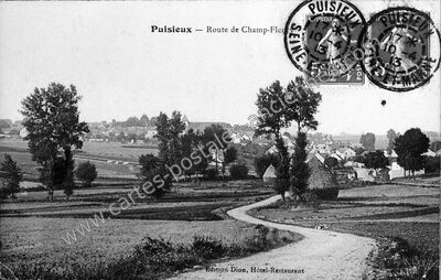 Carte postale ancienne Route de Champ-Fleurie — Puisieux (Seine-et-Marne)