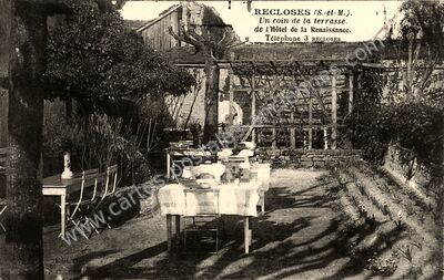 Carte postale ancienne Un coin de la terrasse. de l'Hôtel de la Renaissance — Recloses (Seine-et-Marne)