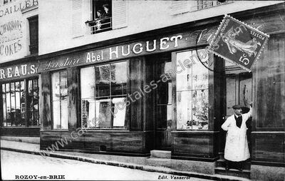 Carte postale ancienne BUREAU.S. Peinture Abel HUGUET. Vélos — Rozay-en-Brie (Seine-et-Marne)