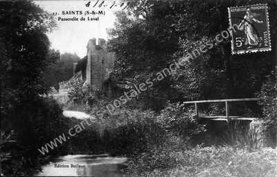 Carte postale ancienne Passerelle de Laval — Saints (Seine-et-Marne)
