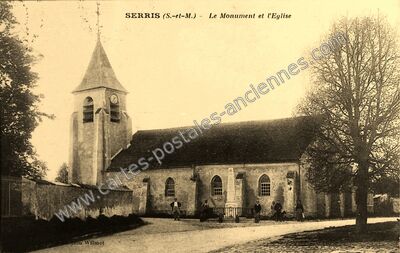 Carte postale ancienne Le Monument et l'Eglise — Serris (Seine-et-Marne)