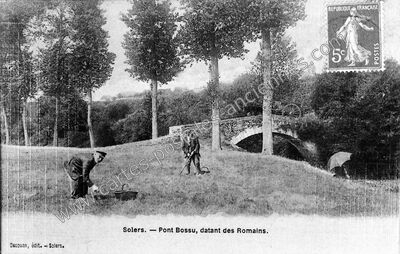 Carte postale ancienne Pont Bossu, datant des Romains — Solers (Seine-et-Marne)