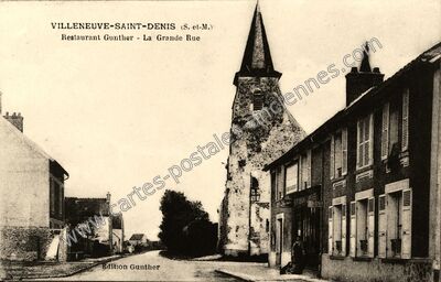 Carte postale ancienne Restaurant Gunther - La Grande Rue — Villeneuve-Saint-Denis (Seine-et-Marne)