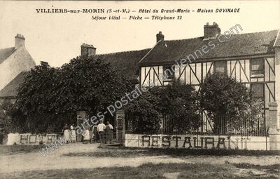 Carte postale ancienne Hôtel du Grand-Morin — Maison DUVINAGE — Villiers-sur-Morin (Seine-et-Marne)