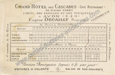 Carte postale ancienne Grand Hôtel des Cascades ( Café Restaurant ) — Avon (Seine-et-Marne)