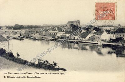 Carte postale ancienne Vue prise de la Route de Paris — Montereau Faut Yonne (Seine-et-Marne)