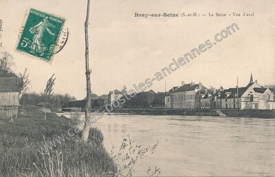 Carte postale ancienne La Seine - Vue d'aval — Bray-sur-Seine (Seine-et-Marne)