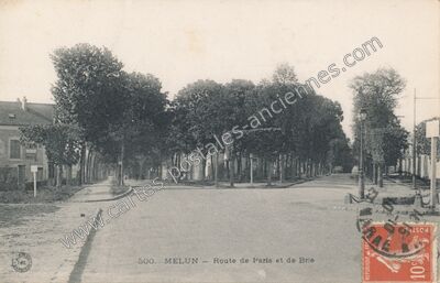 Carte postale ancienne Route de Paris et de Brie — Melun (Seine-et-Marne)