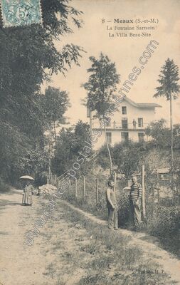 Carte postale ancienne La Fontaine Sarrazin et la Villa Beau-Site — Meaux (Seine-et-Marne)