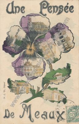 Carte postale ancienne Une Pensée — Meaux (Seine-et-Marne)