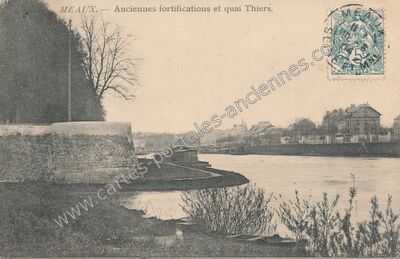 Carte postale ancienne Anciennes fortifications et quai Thiers — Meaux (Seine-et-Marne)