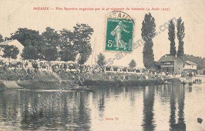 Carte postale ancienne Fête Sportive organisée par le 4e régiment de hussards — Meaux (Seine-et-Marne)