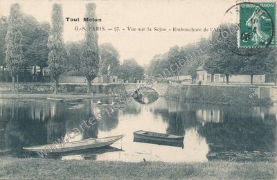 Carte postale ancienne Vue sur la Seine — Embouchure de l'Almont — Melun (Seine-et-Marne)