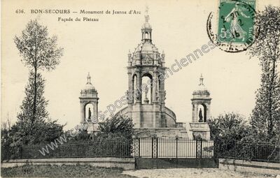 Carte postale ancienne Monument de Jeanne d'Arc, Façade du Plateau — Bonsecours (Seine-Maritime)