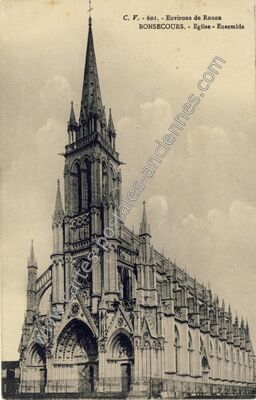 Carte postale ancienne Eglise - Ensemble — Bonsecours (Seine-Maritime)