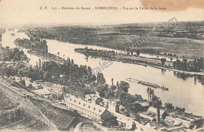 Carte postale ancienne Vue sur la Vallée de la Seine — Bonsecours (Seine-Maritime)