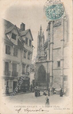 Carte postale ancienne La Place de l'Église — Caudebec-en-Caux (Seine-Maritime)