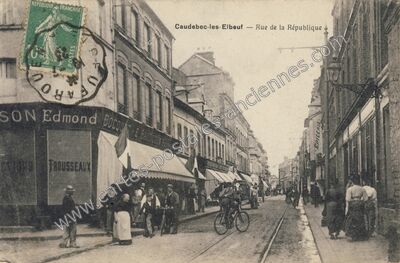 Carte postale ancienne Rue de la République — Caudebec-lès-Elbeuf (Seine-Maritime)
