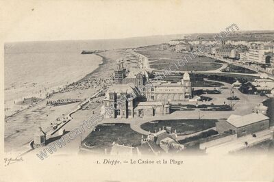Carte postale ancienne Le Casino et la Plage — Dieppe (Seine-Maritime)