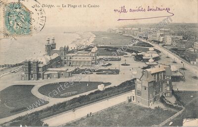 Carte postale ancienne La Plage et le Casino — Dieppe (Seine-Maritime)