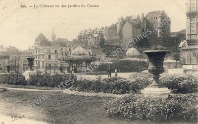 Carte postale ancienne Le Château vu des jardins du Casino — Dieppe (Seine-Maritime)
