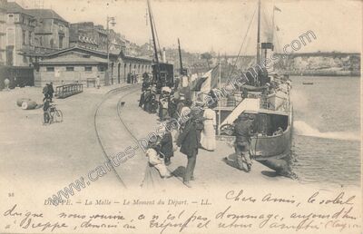 Carte postale ancienne La Malle — Le Moment du Départ — Dieppe (Seine-Maritime)
