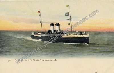 Carte postale ancienne La Tamise" au large — Dieppe (Seine-Maritime)