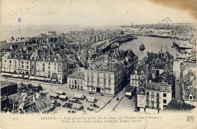 Carte postale ancienne Vue générale prise de la Tour de l'Eglise Saint-Jacques — Dieppe (Seine-Maritime)