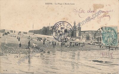Carte postale ancienne La Plage à Marée basse — Dieppe (Seine-Maritime)