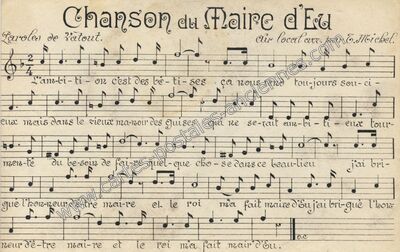 Carte postale ancienne Chanson du Maire — Eu (Seine-Maritime)