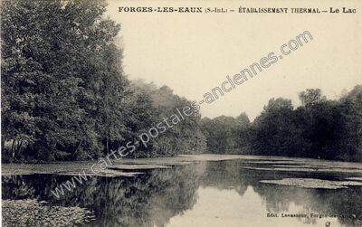 Carte postale ancienne Établissement Thermal – Le Lac — Forges-les-Eaux (Seine-Maritime)