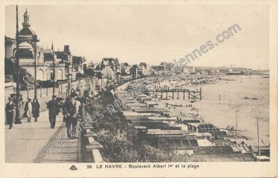 Carte postale ancienne Boulevard Albert 1er et la plage — Le Havre (Seine-Maritime)