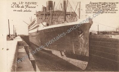 Carte postale ancienne L'Ile de France" en cale sèche — Le Havre (Seine-Maritime)