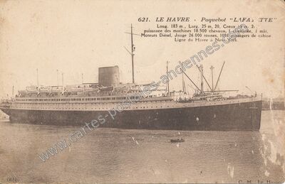 Carte postale ancienne Paquebot "LAFAYETTE — Le Havre (Seine-Maritime)
