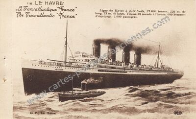Carte postale ancienne Le Transatlantique "France — Le Havre (Seine-Maritime)