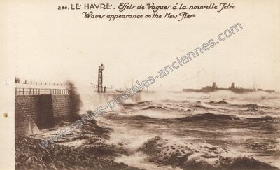Carte postale ancienne Effets de Vagues à la nouvelle Jetée — Le Havre (Seine-Maritime)