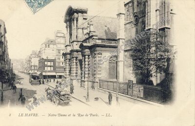 Carte postale ancienne Notre-Dame et la Rue de Paris — Le Havre (Seine-Maritime)
