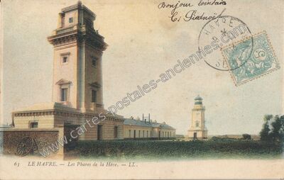 Carte postale ancienne Les Phares de la Hève — Le Havre (Seine-Maritime)
