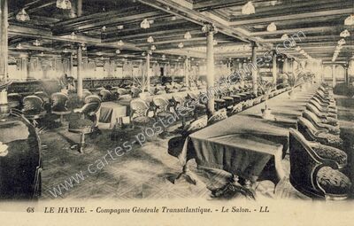 Carte postale ancienne Compagnie Générale Transatlantique. - Le Salon — Le Havre (Seine-Maritime)