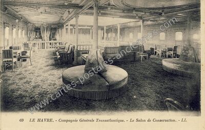 Carte postale ancienne Compagnie Générale Transatlantique. - Le Salon de Conversation — Le Havre (Seine-Maritime)