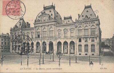 Carte postale ancienne La Bourse, façade méridionale — Le Havre (Seine-Maritime)