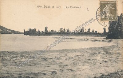 Carte postale ancienne Le Mascaret — Jumièges (Seine-Maritime)