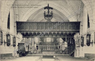 Carte postale ancienne L'Eglise. La Nef et le Jubé (xvie siècle) — Moulineaux (Seine-Maritime)