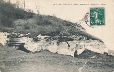 Carte postale ancienne La Roche à 2 Trous — Orival (Seine-Maritime)