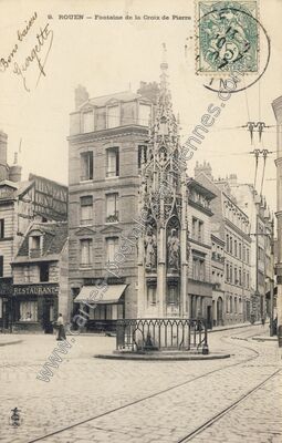 Carte postale ancienne Fontaine de la Croix de Pierre — Rouen (Seine-Maritime)