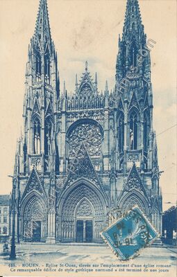 Carte postale ancienne Eglise St-Ouen, élevée sur l'emplacement d'une église romane Ce remarquable édifice de… — Rouen (Seine-Maritime)