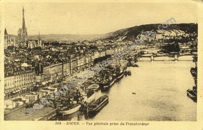 Carte postale ancienne Vue générale prise du Transbordeur — Rouen (Seine-Maritime)