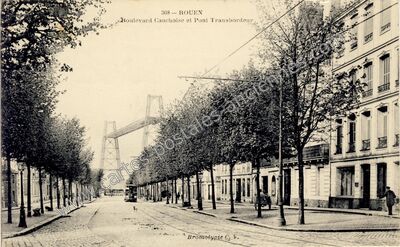 Carte postale ancienne Boulevard Cauchoise et Pont Transbordeur — Rouen (Seine-Maritime)